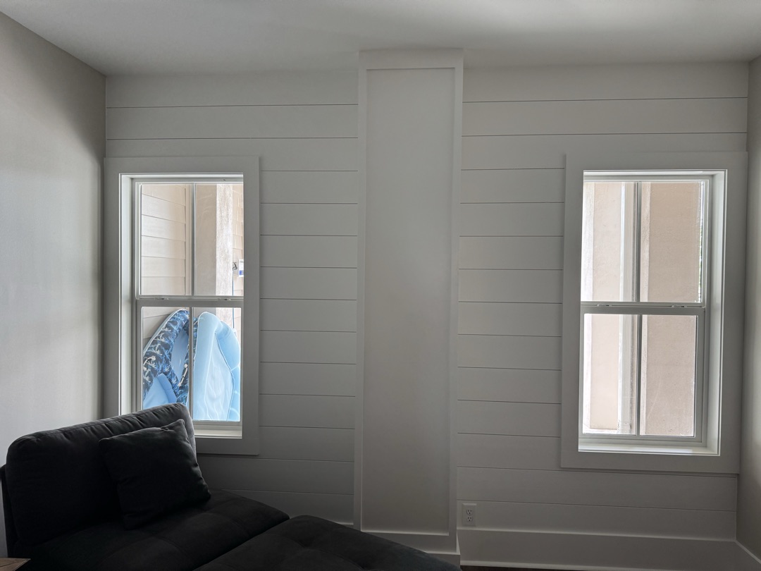 Shiplap accent wall in living room